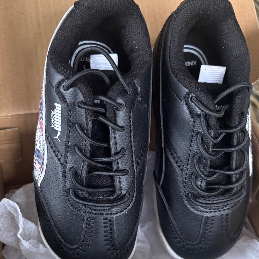 Puma Kids' Black Lace-Up Sneakers with Graphic Side Accent